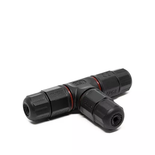 Prime Patio 3 PIN T-Shape Waterproof Round Wire Connector – Black & Red (Bag of 5) – 380V Voltage Rating